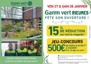 Gamm Vert Rieumes fête son ouverture les 27 et 28 janvier !